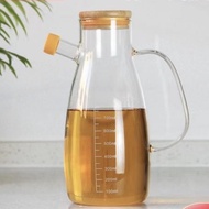 Oil Storage Jug Glass Bamboo Lid 1 Liter