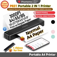 【2-in-1 Support Normal &Hard Copy Bond Paper】Phomemo P831 Portable A4 Printer 300dpi Printer for and