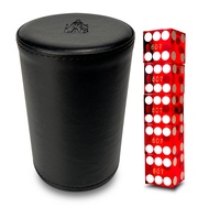 Luck Lab Black Leather Dice Stacking Cup with 5 Serialized Razor Edge 19 mm Casino Dice - Pro Straig
