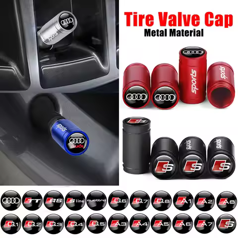 Car Logo Tire Valve Caps Dustproof Wheel Stem Air Valve Covers for AUDI RS S SLINE QUATTRO A4 A5 A3 