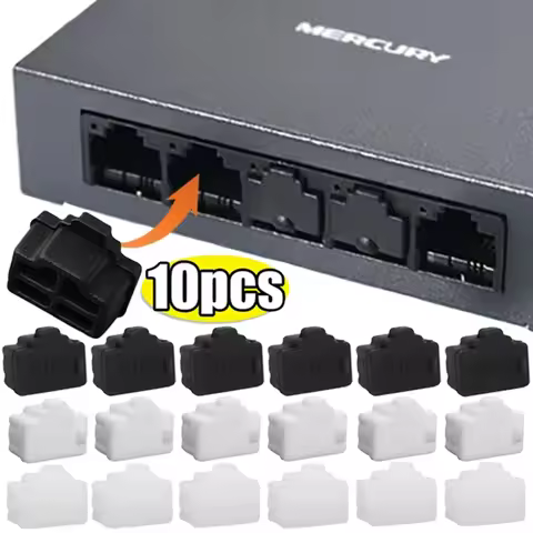 10-1Pcs Ethernet Hub Port RJ45 Anti Dust Cover Cap Protector RJ45 Dustplugs Universal for RJ45 Femal