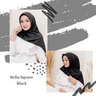 HITAM Bella SQUARE / BELLASQUARE / VEIL / HIJAB / JILBAB / BLACK / RECTANGULAR VEIL / 40 COLORS