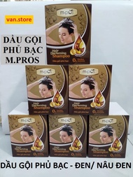 [Combo 10 Gói] Dầu Gội Thảo Dược Nhuộm Tóc Đen/ Nâu Phủ Bạc M.Pros 25ml x10 Gói - Tặng Kèm 10 Đôi Ba
