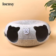 Ioensy Donut Cat Bed, Felt Interior Cat Playing Tunnel, Cat Tunnel Bed for Small Pets