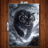 Modern Poster with black tiger image 100 x 70 cm wall decoration + frame 70x50cm