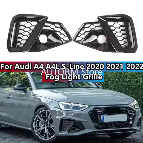Glossy Black Car Front Fog Light Grille Cover Fog Lamp Grille Grill For Audi S4 A4 A4L S-Line 2020 2