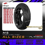 TAYAR MOTORSIKAL CORSA PLATINUM M5 TUBELESS SCOOTER TYRE 60, 70, 80, 90, 100, 110 ,120 ,130 ,140 ,15