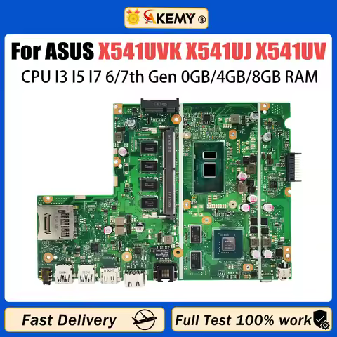AKEMY X541UVK Laptop Motherboard For ASUS X541UJ X541UV X541U F541U A541U Mainboard I3 I5 I7 CPU GT9