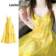 Lovito Casual Dress Plain Pattern Dress for Women LNA74049