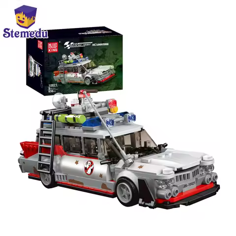 636PCS MOULD KING 27020 10021S Mini Ghost Bus Model ECTO-1 Technical Car Model Toys Assembly Buildin