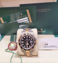 🔥二手現貨 Rolex 116713LN 金鋼自動日曆黑圈綠針GMT II (已貼膠紙)