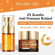 [BPOM] ELLEN ELLA Anti Aging Malam Set 4X Retinol Serum Wajah 35ml + Retinol Cream 30g Anti Aging Es