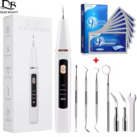 Ultrasonic Dental Calculus Remover And 9D Teeth Whitening Strips Plaque Scaler Tartar Eliminator Ele