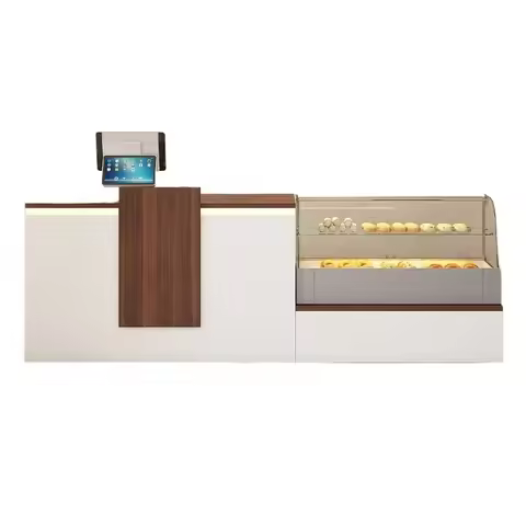 Milk tea bar, cash register, cake shop, bakery, shop, small display case, counter integrated