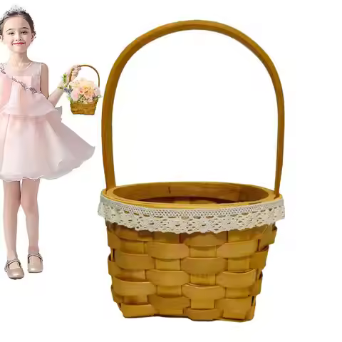 Woven Flower Girl Basket Flower Arrangement Basket Small Flower Girl Basket With Handle Wedding Deco