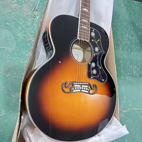 Acoustic Guitar Cherry sunburst Abalone Inlays Acacia &maple back in stock Free Shipping