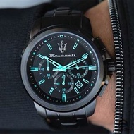 Maserati 瑪莎拉蒂手錶AQUA SUCCESSO 海洋水色三眼計時日曆鋼帶錶 商務休閒男生腕錶石英錶R8873644003