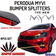 6PCs PERODUA MYVI CAR CANARDS Front Bumper Diffuser Splitter Lip Spoiler Kereta Myvi Accessories mg3