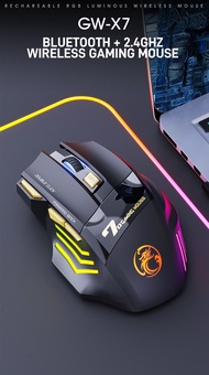 IMICE GW-X7 7 Key Double Click Free 2.4G Silent Rechargeable Dazzle Breath Light Wireless Gaming Mou