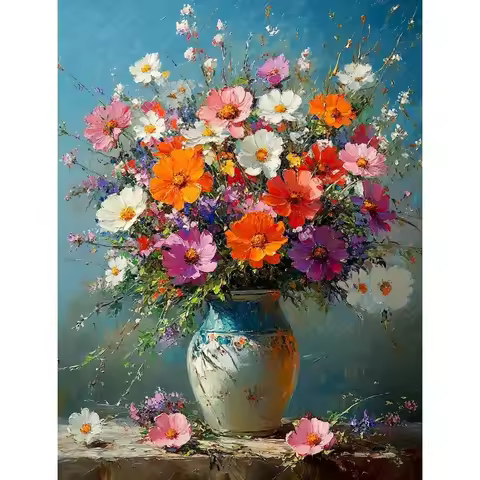 GATYZTORY Painting By Number Wildflower Bouquet Drawing On Canvas Acrylic Paint Handpainted Kits Vas