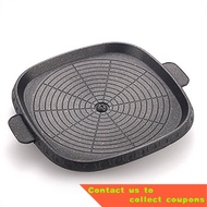 YQ2 GOALONE Korean BBQ Grill Pan with Maifan Stone Coated Surface Non-Stick Camping Frying Pan Portable BBQ Grill Plate