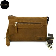 Rush Rider Clutch Bag Men Leather Hand Carry Bag 2 Way Use Sling Bag