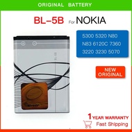 แบตเตอรี่สำหรับ Nokia N80 N83 3220 3230 5200 5320 5300 6020 6021 6120C BL-5B BL 5B BL5B 890MAh