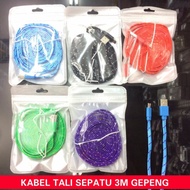 Buy 3 Meter Flat Shoe Laces DATA Cable/3 Meter Flat MICRO DATA Cable
