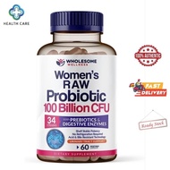 Dr. Formulated Raw Probiotics for Women 100 Billion CFUs with Prebiotics, Digestive Enzymes (60Caps)