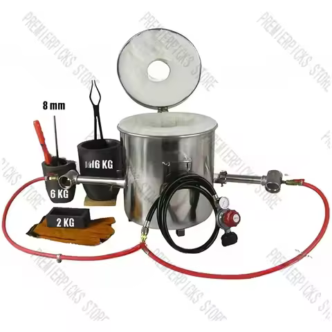 16 KG Large Gas Metal Melting Furnace Kit 2642°F / 1450°C Propane Forge Dual 2 Crucibles Foundry Hom