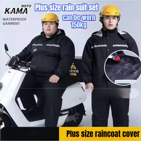 9XL Fat Man Reflective Waterproof Raincoat Rain Pants Set Plus Fat Size 150kg Unisex Motorcycle Ride