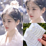 Ink Rain Yang Chaoyue Pearl Sticker Face Makeup Hanfu Forehead Printing Stage#现货墨雨云间杨超越珍珠贴面妆汉服额头印花舞台