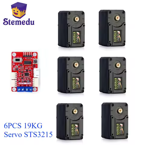 6pcs Feetech STS3215 19KG 7.4V Dual Axis TTL String Servo for SO-ARM100 Robotic Arm for Programming 