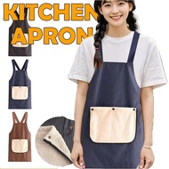 Kitchen Apron with Detachable Hand Towel Waterproof Oilproof Pocket Striped Apron Cooking Baking Che