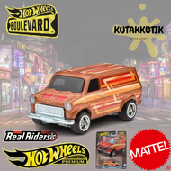Hotwheels Boulevard Premium Mobil Van Ford Transit Supervan Orange Real Riders