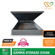 GAMMA Storage Divan Bed, Fabric-Like PVC, Easy to Clean Tough Built, Sizes (King, Queen, Super Single, Single)