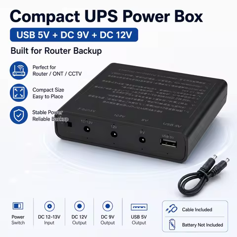 DIY 6x18650 Mini UPS Battery Box 5V 9V 12V Output No Soldering Backup Power for Router Modem CCTV