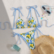 Biquini Femin New Style Split Printed Swimsuit Ladies with Chest Pad Beach Vacation