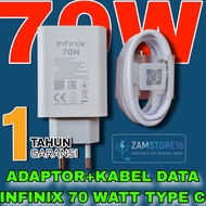 [ORIGINAL] CHARGER + DATA CABLE INFINIX 70W / 70WATT USB TYPE C SUPER FAST CHARGING TEPSI ORIGINAL