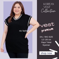 Vest Korea Jumbo LD 130 cm Variasi List / Rompi Rajut Wanita Jumbo / Knit Vest Woman Jumbo - NIC Fas