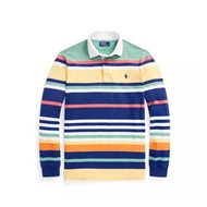 Polo Men's Striped Rugby Long Sleeve Collar T-shirt Blu Multi