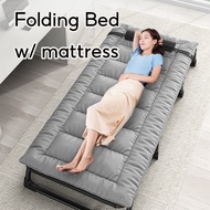 Foldable Bed Portable Folding Single Bed with Mattress | Carbon Steel | Thicken Frame