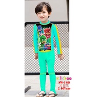 (SW-180) AILUBEE PJMASK GREEN LONG SLEEVES SWIMMING SUIT FOR BOY