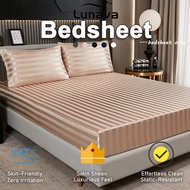 LUNAVA Silk Bedsheet Luxury Look No Lukot No Gusot Bedsheet Queen Size Cooling Satin Bed Sheet
