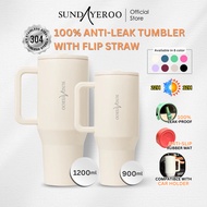 SUNDAYEROO 1.2L Pearl Cream Tumbler Tahan Sejuk Panas Bottle Leak Proof Stainless Steel Tumbler Cup 
