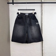T3TN BL'CG. 2026 Summer Embroidered Twill Piping Denim Shorts Couple Style