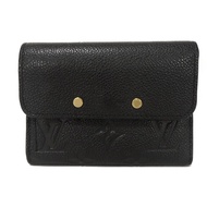 LOUIS VUITTONPortefeuille Pont Neuf 緊湊型 LV 標誌花朵壓紋黑色按扣金色皮夾卡包零皮夾 Monogram Empreinte Noir 三折皮夾 M62184