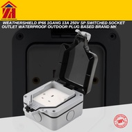 L MALL Weathershield IP66 1Gang 13A 250v SP Switched Socket Outlet Waterproof Outdoor Plug Based Bra