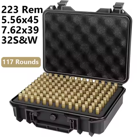 99/117 Rounds Ammo Box 223 5.56x45 7.62x39 32S&W Bullet Case Ammo Storage Box Ammunition Holder Cart