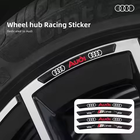 4Pcs Wheel Metal Stickers Hub Decorative Strip For Audi Sline A1 A2 A3 A4 A5 A6 A7 A8 Q1 Q2 Q3 Q4 Q5